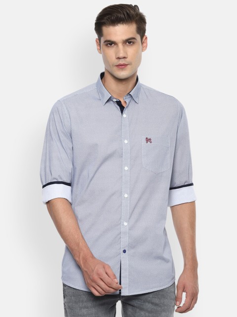 

Van Heusen Sport Men Grey Self Design Pure Cotton Slim Fit Casual Shirt