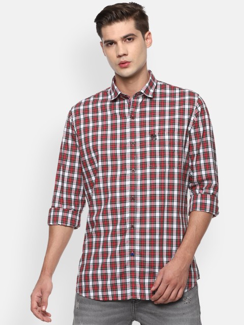 

Van Heusen Sport Men Red & White Slim Fit Checked Pure Cotton Casual Shirt