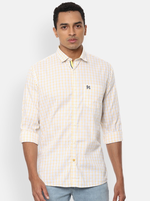 

Van Heusen Sport Men Yellow & White Slim Fit Checked Pure Cotton Casual Shirt
