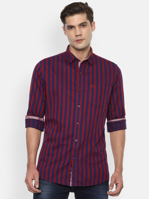 

Van Heusen Sport Men Red Slim Fit Striped Pure Cotton Casual Shirt