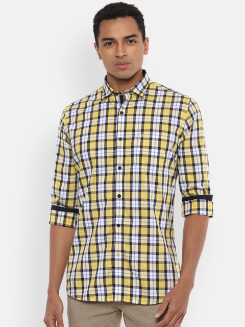 

Van Heusen Sport Men Yellow Slim Fit Checked Pure Cotton Casual Shirt