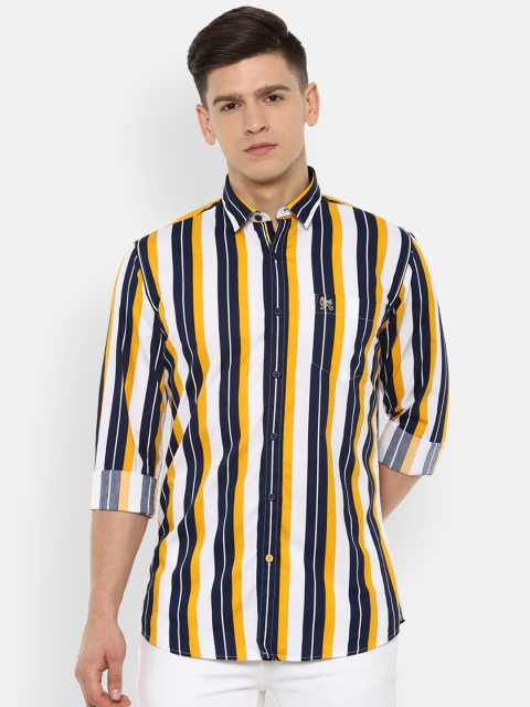 

Van Heusen Sport Men Navy Blue Slim Fit Striped Pure Cotton Casual Shirt