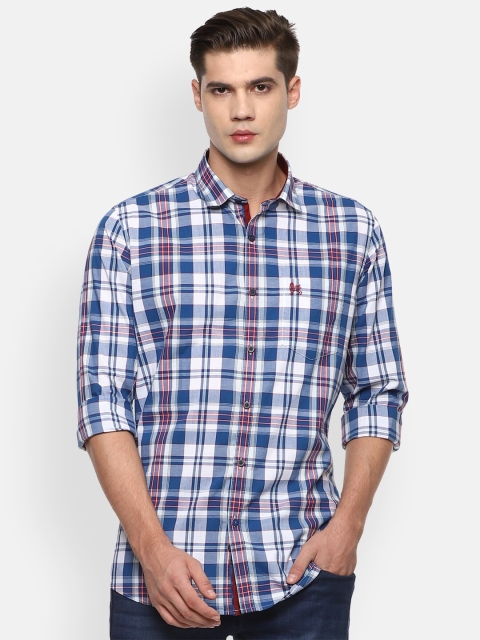 

Van Heusen Sport Men Blue & White Slim Fit Checked Pure Cotton Casual Shirt