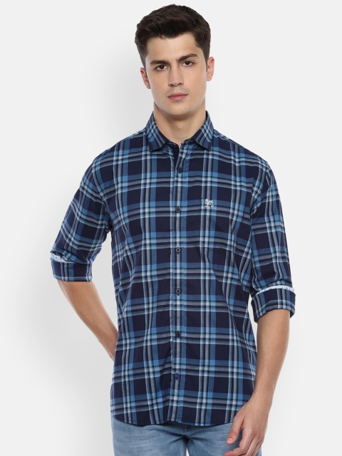 

Van Heusen Sport Men Blue Pure Cotton Slim Fit Tartan Checks Casual Shirt