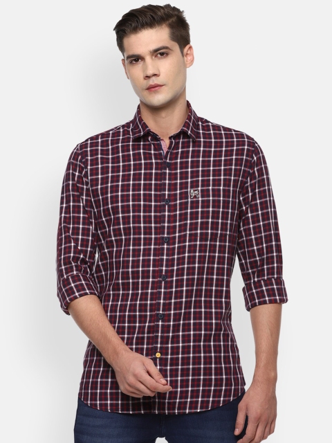 

Van Heusen Sport Men Maroon Slim Fit Checked Pure Cotton Casual Shirt