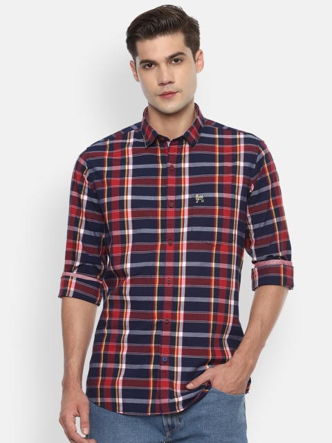

Van Heusen Sport Men Red & Blue Slim Fit Checked Pure Cotton Casual Shirt