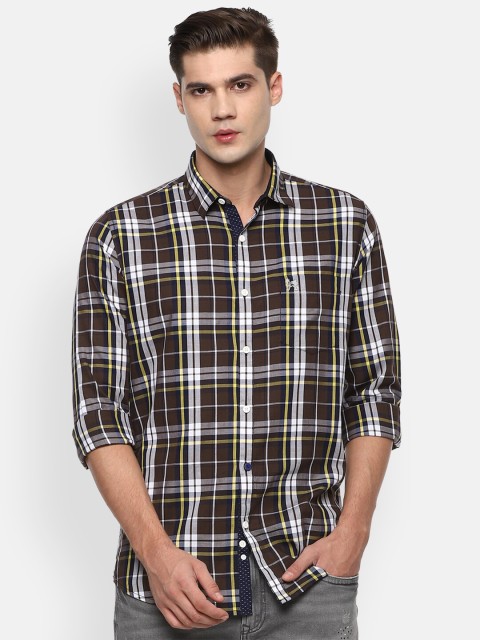 

Van Heusen Sport Men Brown Slim Fit Tartan Checked Pure Cotton Casual Shirt