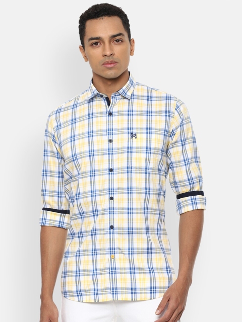 

Van Heusen Sport Men Yellow Slim Fit Checked Pure Cotton Casual Shirt