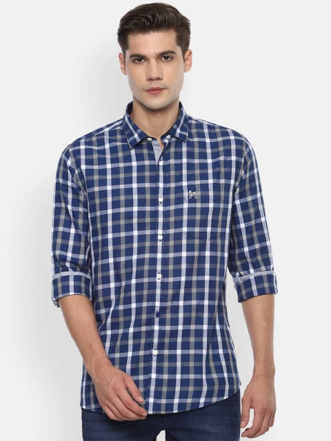 

Van Heusen Sport Men Blue & White Slim Fit Checked Pure Cotton Casual Shirt