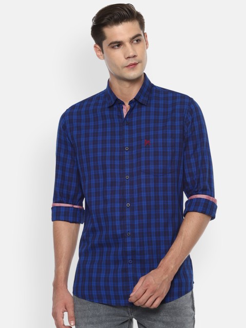 

Van Heusen Sport Men Blue Slim Fit Checked Pure Cotton Casual Shirt
