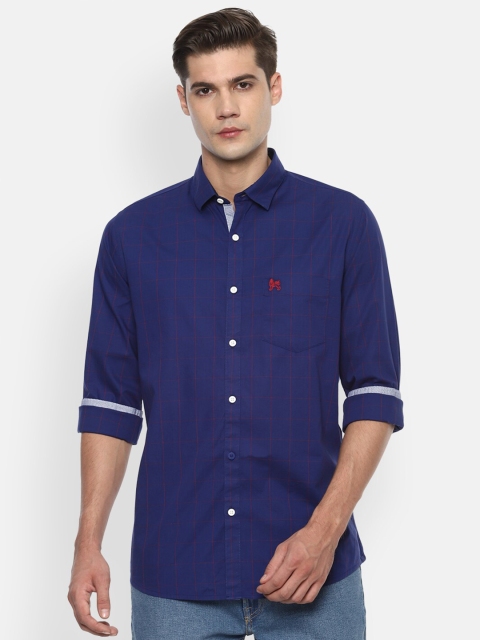 

Van Heusen Sport Men Navy Blue Solid Pure Cotton Slim Fit Casual Shirt