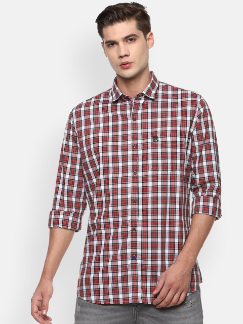 

Van Heusen Sport Men Red & White Slim Fit Checked Pure Cotton Casual Shirt