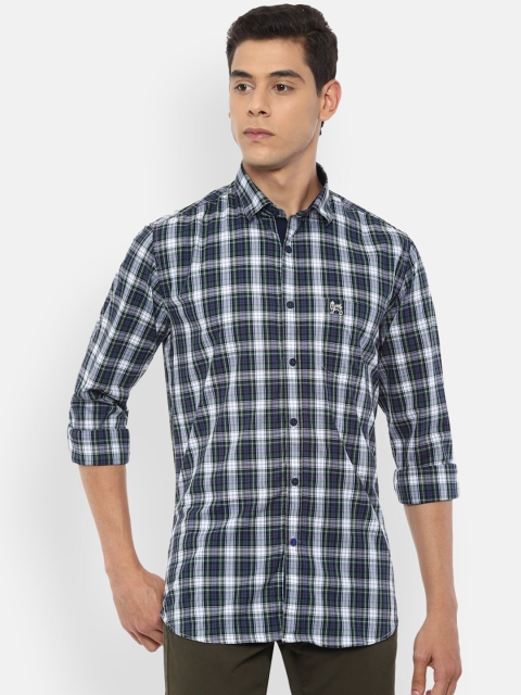 

Van Heusen Sport Men Navy Blue Slim Fit Checked Cotton Casual Shirt