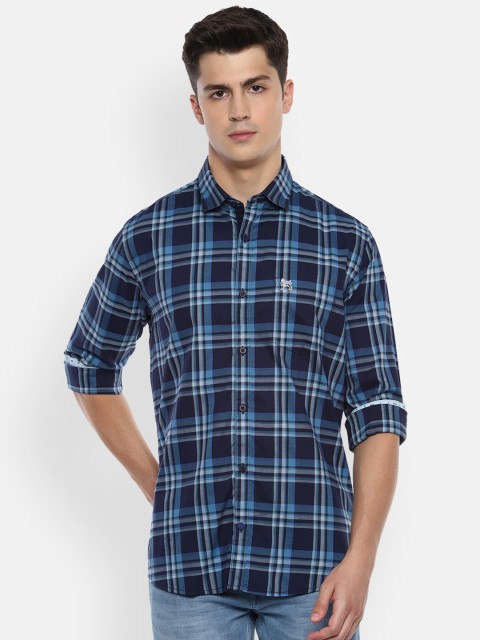 

Van Heusen Sport Men Blue Slim Fit Tartan Checked Pure Cotton Casual Shirt