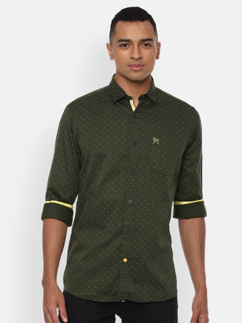 

Van Heusen Sport Men Olive Green Slim Fit Printed Pure Cotton Casual Shirt