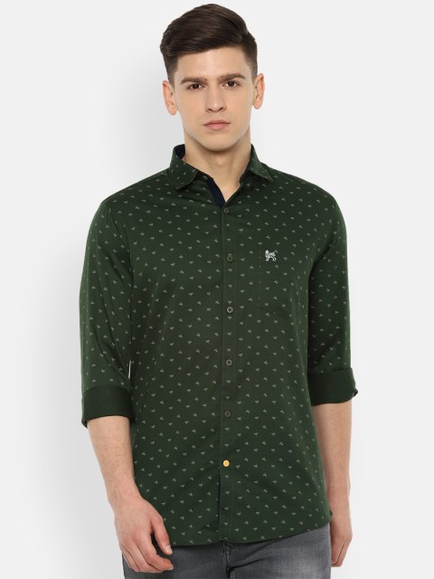 

Van Heusen Sport Men Green Slim Fit Micro Ditsy Printed Pure Cotton Casual Shirt