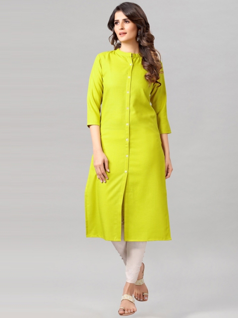 

KALINI Women Lime Green Solid Kurta