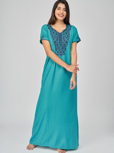 

Maybell Green Embroidered Maxi Nightdress