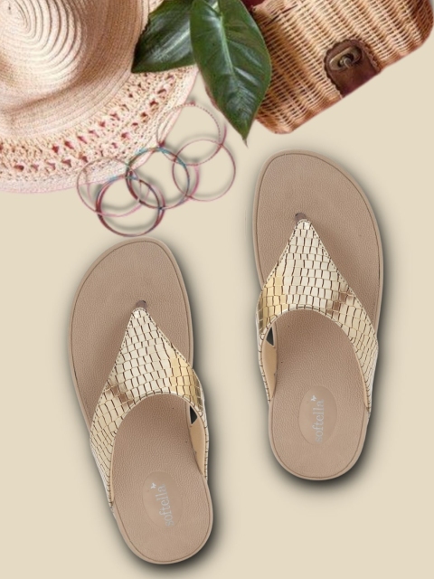 

Zyla Gold-Toned & Cream-Coloured Wedge Sandals
