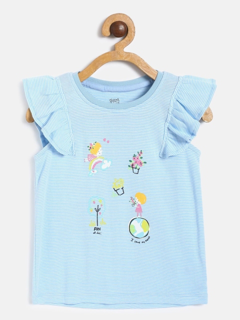 

MINI KLUB Girls Blue Print Knitted Cotton Top