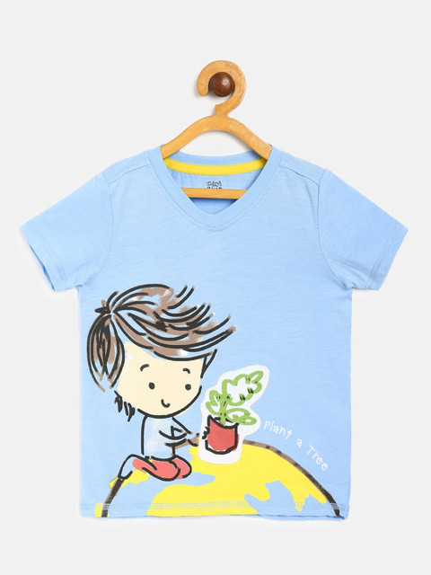 

MINI KLUB Boys Blue Printed Organic Cotton T-shirt