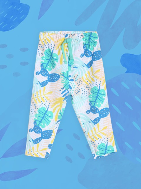 

MINI KLUB Boys Pack Of 3 Blue & Yellow Printed Pure Cotton Joggers