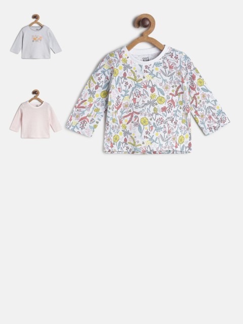 

MINI KLUB Grey & Multicoloured Pack OF 3 Pure Cotton Floral Printed Top