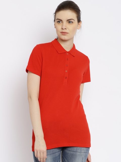 

Puma Women Red Solid Polo T-Shirt