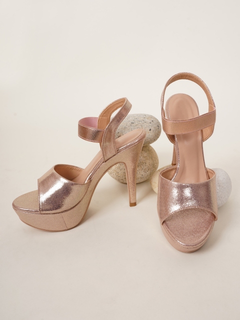 

Rubeezz Gold-Toned Embellished Party High-Top Platform Sandals