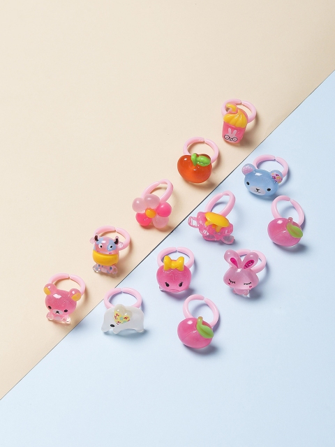 

Arendelle Girls Set Of 12 Multicoloured Adjustable Finger Ring, Multi