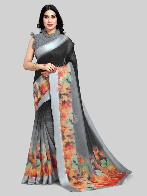 

KALINI Women Grey Floral Printed Saree