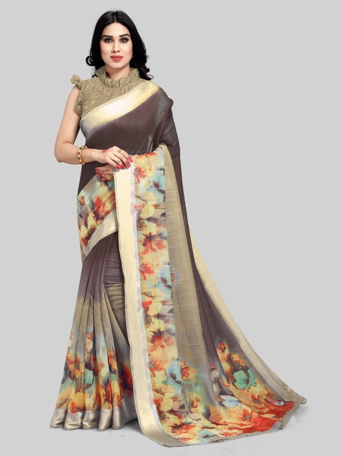 

KALINI Beige & Blue Floral Bagh Saree