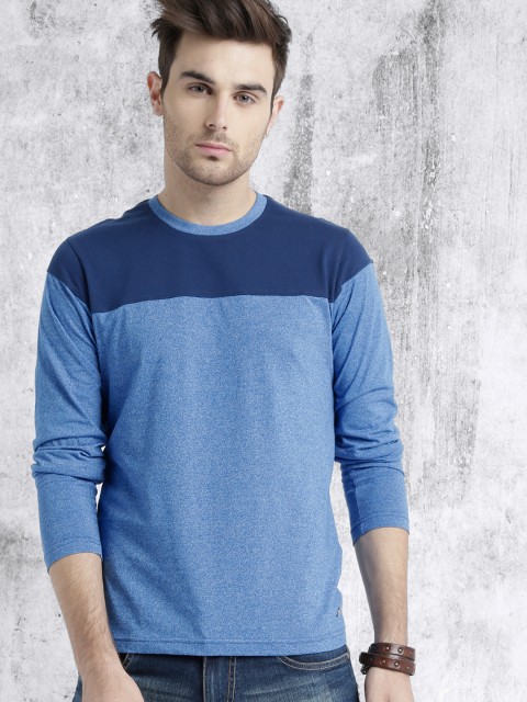 

Roadster Men Blue Colourblocked Round Neck T-shirt