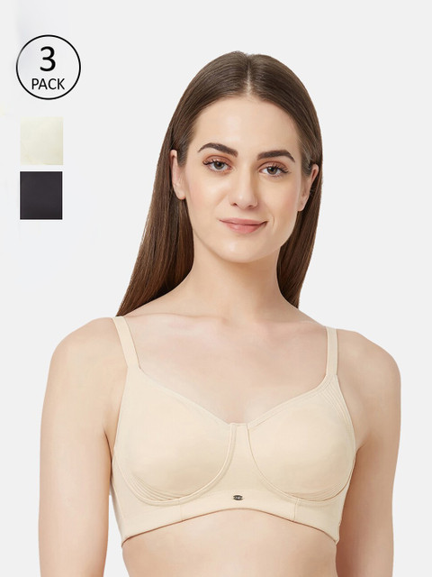 

Soie Pack Of 3 Bra, Black