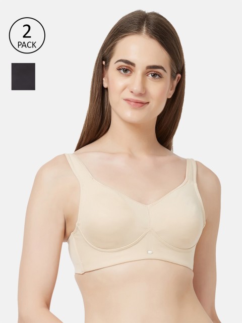 

Soie Pack of 2 Non-Wired Non Padded Minimizer Bra, Beige