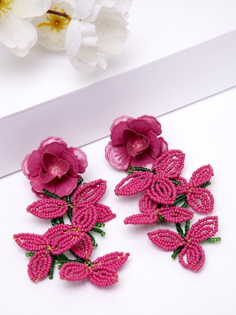 

AVANT-GARDE PARIS Pink Leaf Shaped Drop Earrings