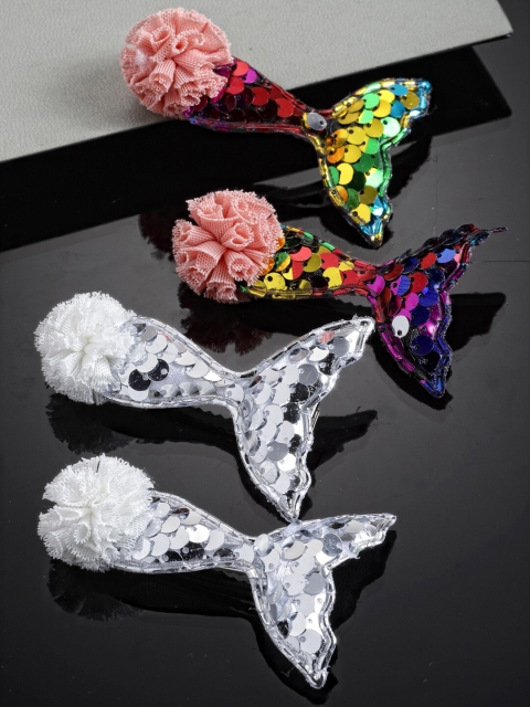 

Stoln Girls White & Pink Set of 4 Embellished Tic Tac Hair Clip
