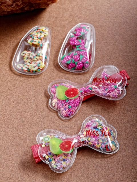 

Stoln Girls Multicoloured Set of 4 Embellished Tic Tac Hair Clip, Multi