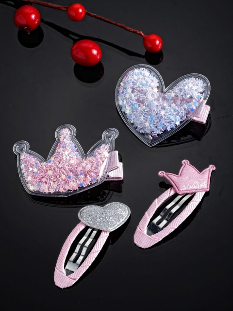 

Stoln Girls Pink & Purple Set of 4 Embellished Tic Tac Hair Clip
