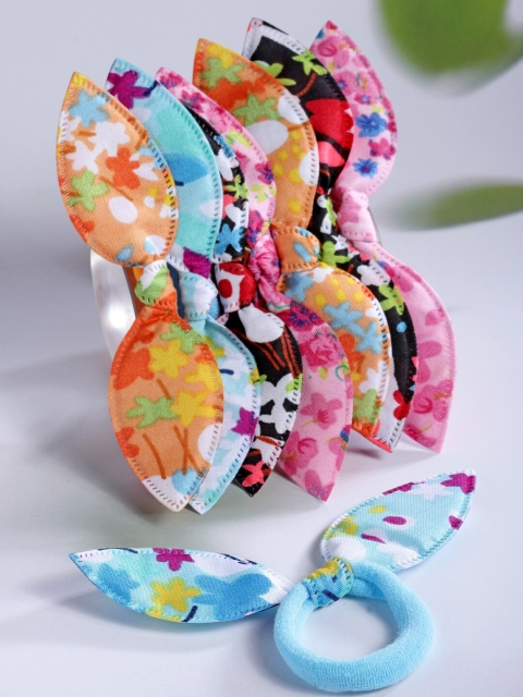 

Stoln Girls Multicoloured Set Of 8 Embellished Ponytail Holders, Multi
