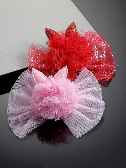 

Stoln Girls Pink & Red Set of 2 Embellished Tic Tac Hair Clip