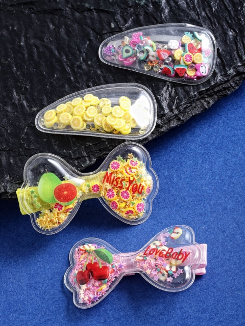 

Stoln Girls Multicoloured Set of 4 Embellished Tic Tac Hair Clip, Multi