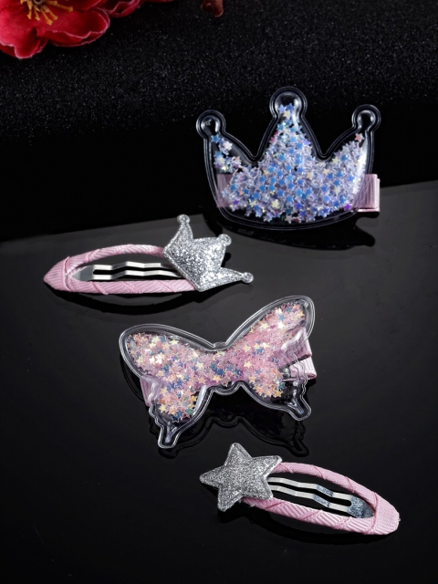 

Stoln Girls Pink & Blue Set of 4 Embellished Tic Tac Hair Clip