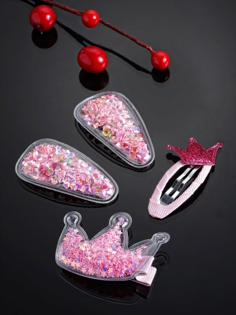 

Stoln Girls Pink Set of 4 Embellished Tic Tac Hair Clip