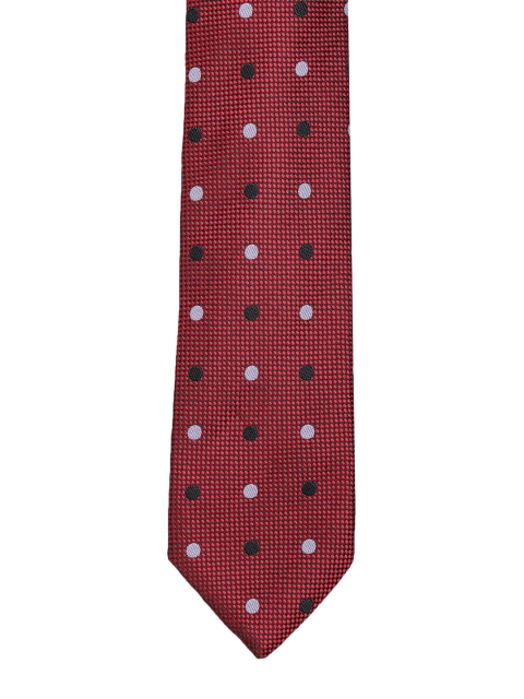 

ELLIS Men Red & White Woven Design Broad Tie