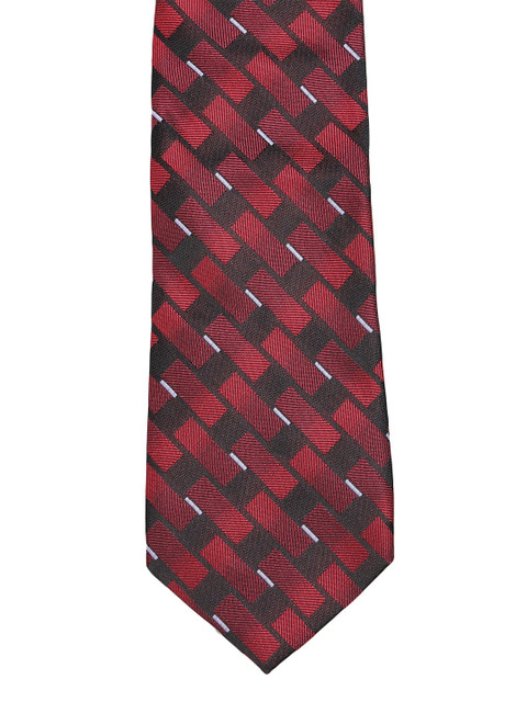 

ELLIS Men Red & Black Woven Design Broad Tie