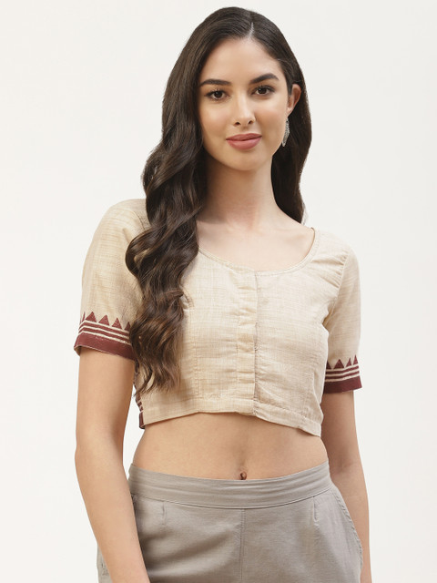 

Molcha Women Beige Round Neck Saree Blouse