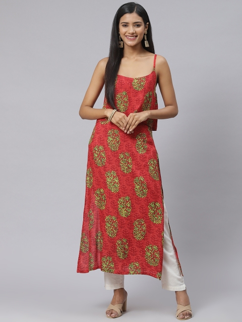 

MBE Women Red Floral Printed Kurta