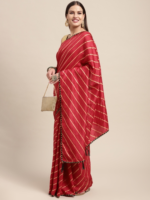 

Mitera Maroon Striped Saree