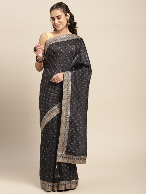 

Mitera Grey Ethnic Motifs Mukaish Saree